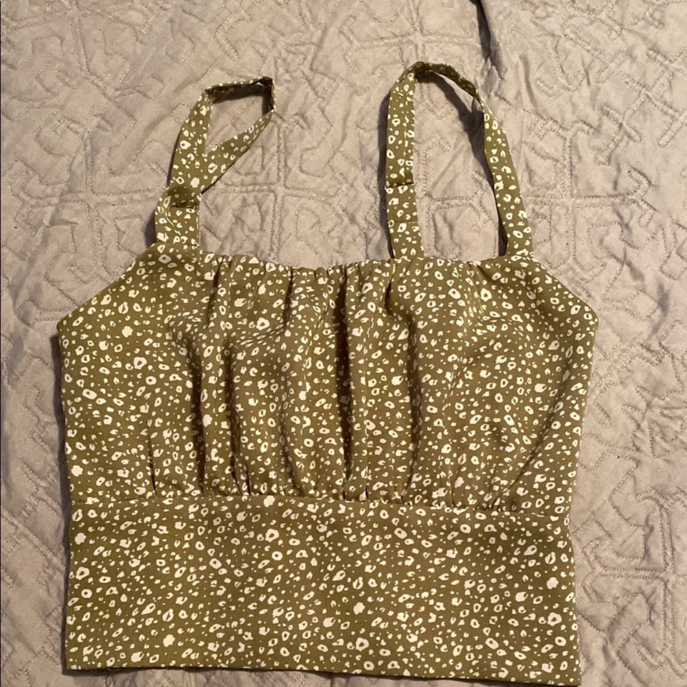 Olive Green Patterned Top
